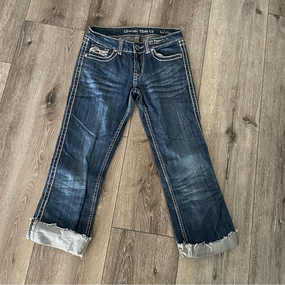 Cowgirl Tuff Denim - Cowgirl Tuff Don't Fence Me In Cropped Jeans - Medium Wash Size 26